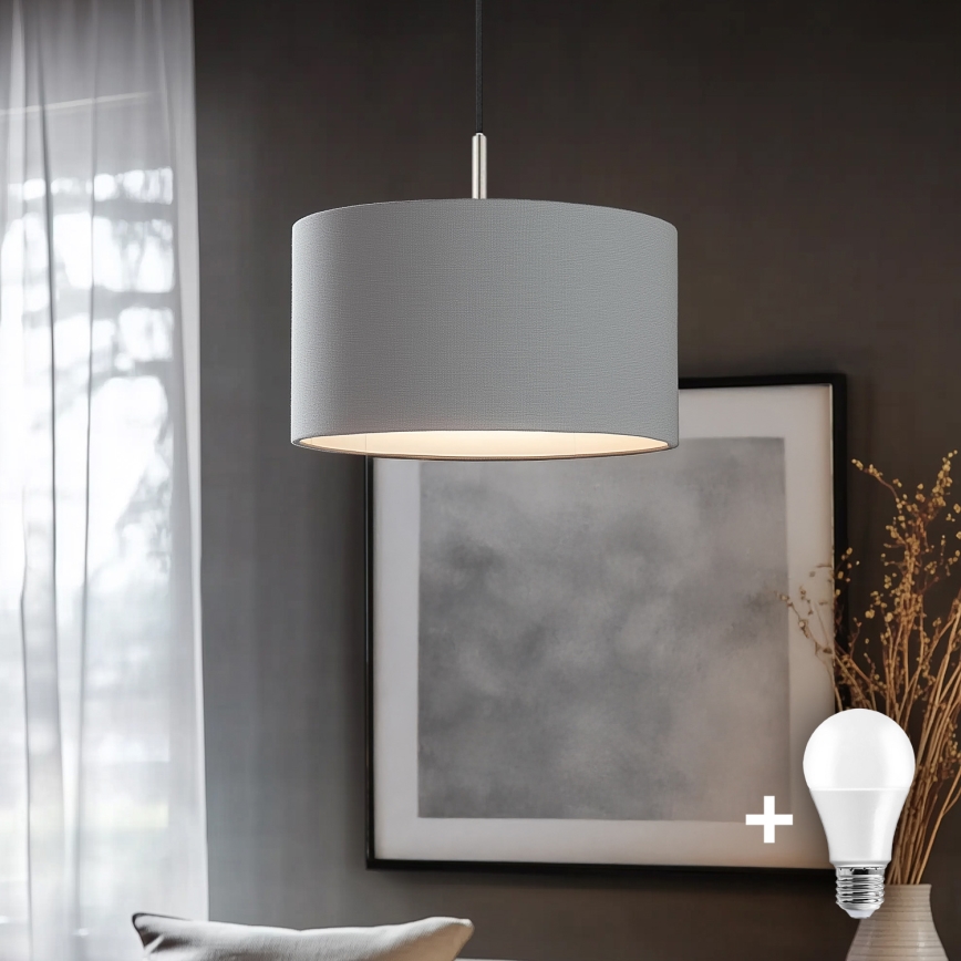 Eglo - LED závesný luster na lankách TUNJA 1xE27/60W/230V sivý