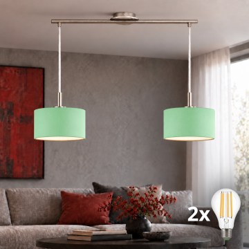 Eglo - LED závesný luster na lanku TUNJA 2xE27/60W/230V matný chróm/zelená