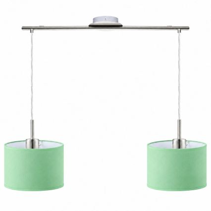 Eglo - LED závesný luster na lanku TUNJA 2xE27/60W/230V matný chróm/zelená