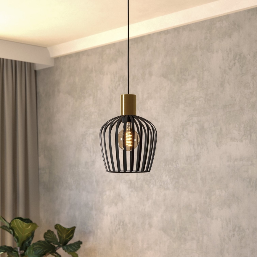 Eglo - Luster na lanku 1xE27/40W/230V čierna/zlatá