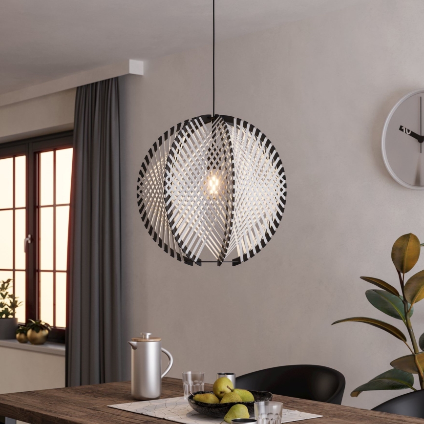 Eglo - Luster na lanku 1xE27/40W/230V pr. 48 cm biela/čierna
