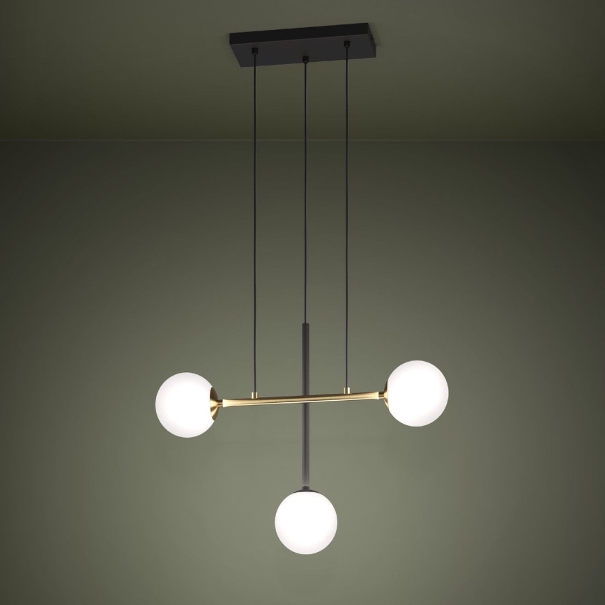 Eglo - Luster na lanku 3xE14/40W/230V zlatá/čierna