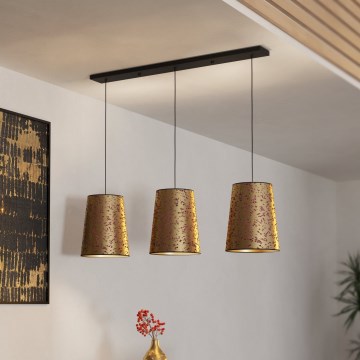 Eglo - Luster na lanku 3xE27/25W/230V zlatá/ružová