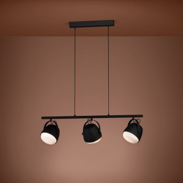 Eglo - Luster na lanku 3xE27/28W/230V čierna