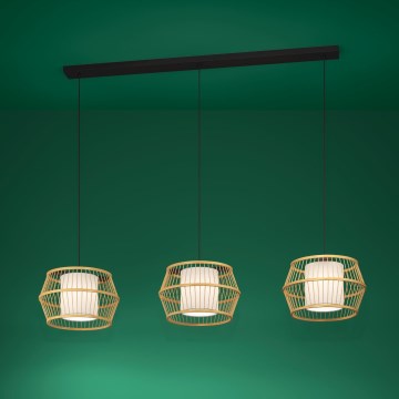 Eglo - Luster na lanku 3xE27/40W/230V bambus