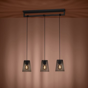 Eglo - Luster na lanku 3xE27/40W/230V čierna