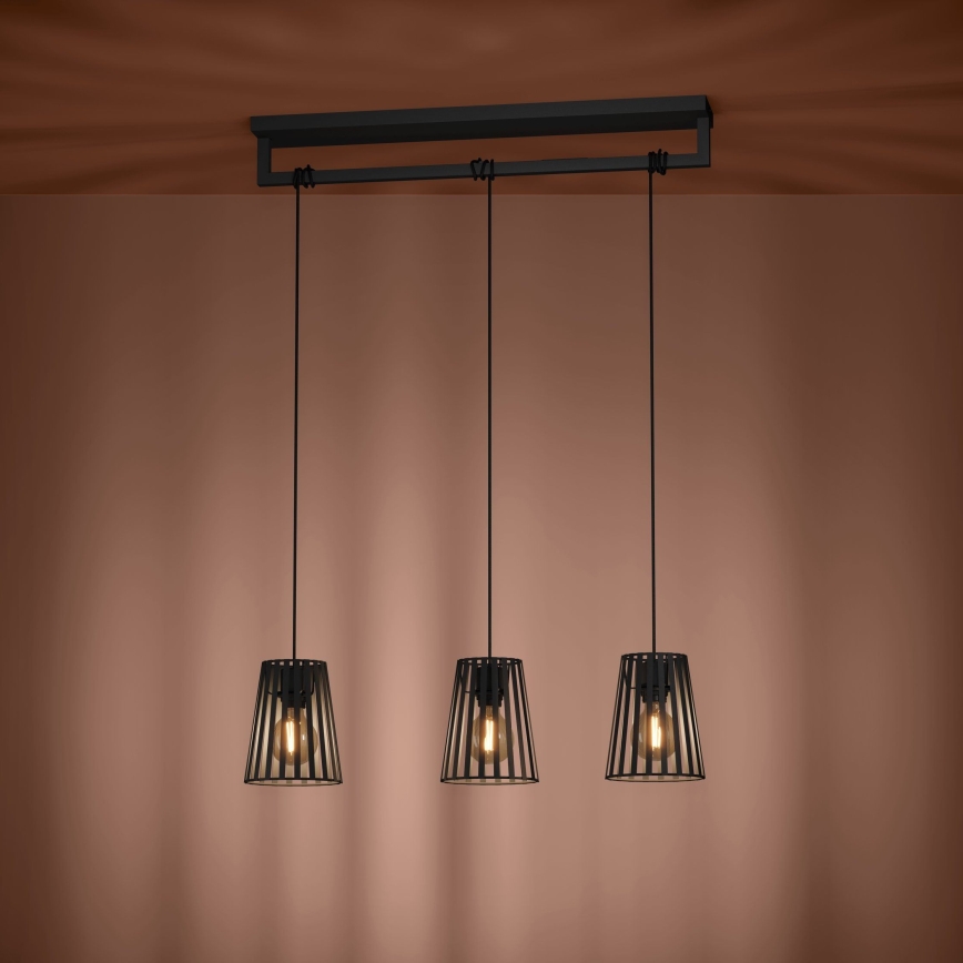 Eglo - Luster na lanku 3xE27/40W/230V čierna