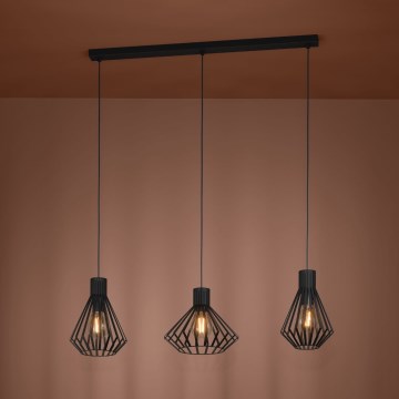 Eglo - Luster na lanku 3xE27/40W/230V čierna