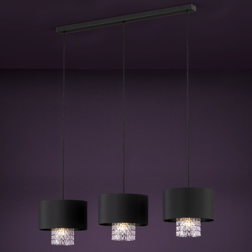 Eglo - Luster na lanku 3xE27/40W/230V čierna