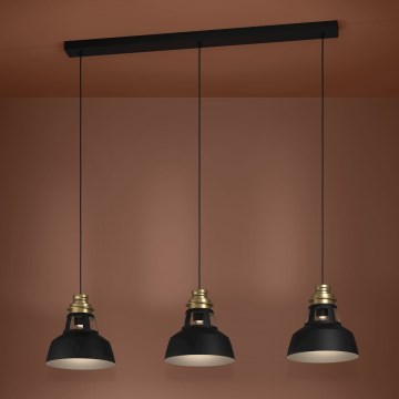 Eglo - Luster na lanku 3xE27/40W/230V čierna/zlatá