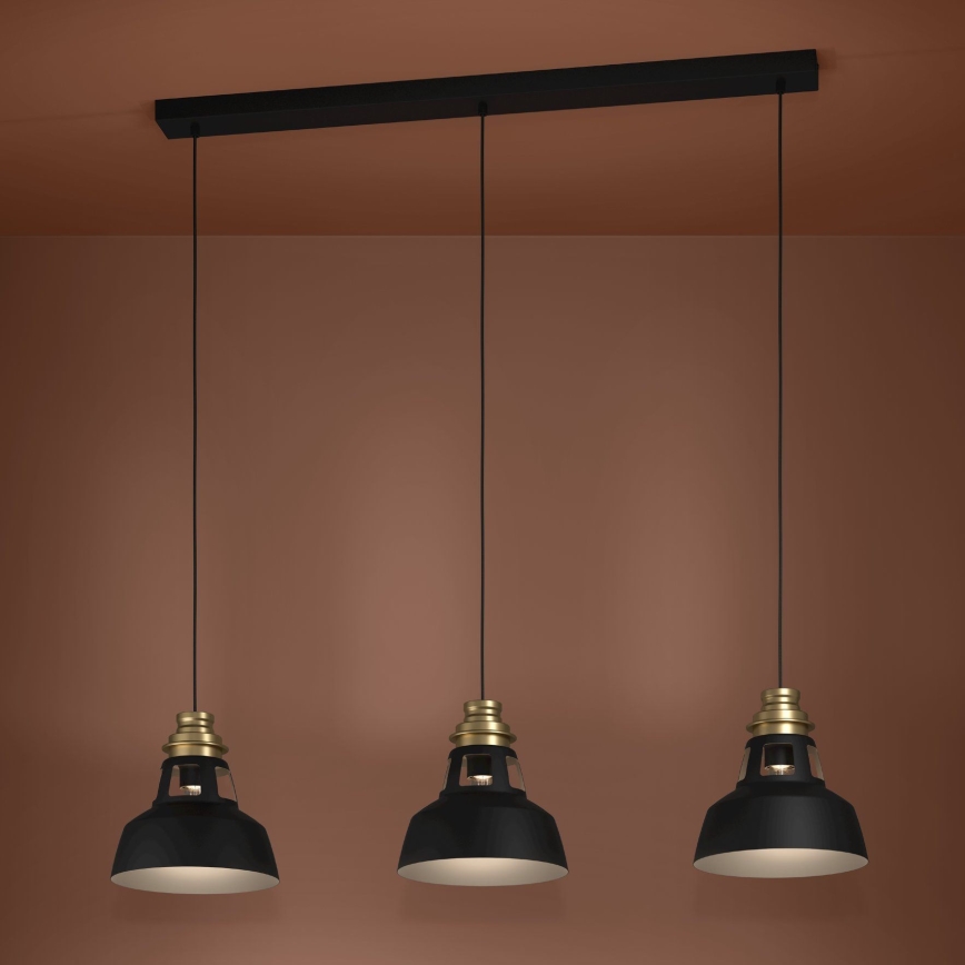 Eglo - Luster na lanku 3xE27/40W/230V čierna/zlatá