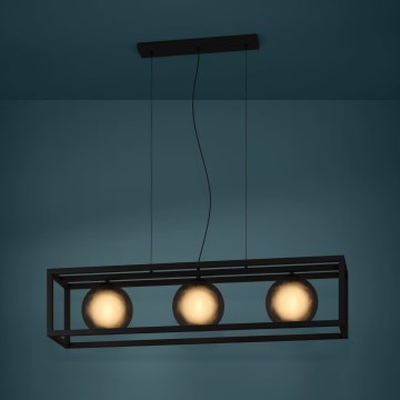 Eglo - Luster na lanku 3xE27/40W/230V dymová/čierna