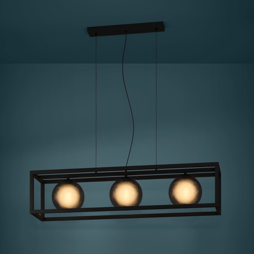 Eglo - Luster na lanku 3xE27/40W/230V dymová/čierna