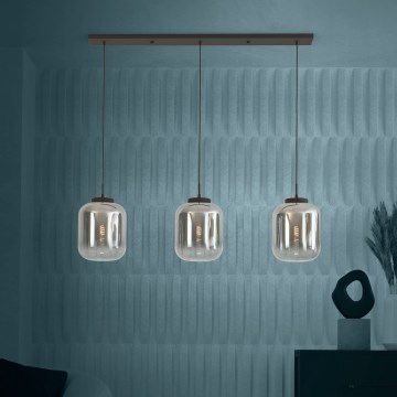 Eglo - Luster na lanku 3xE27/40W/230V dymová