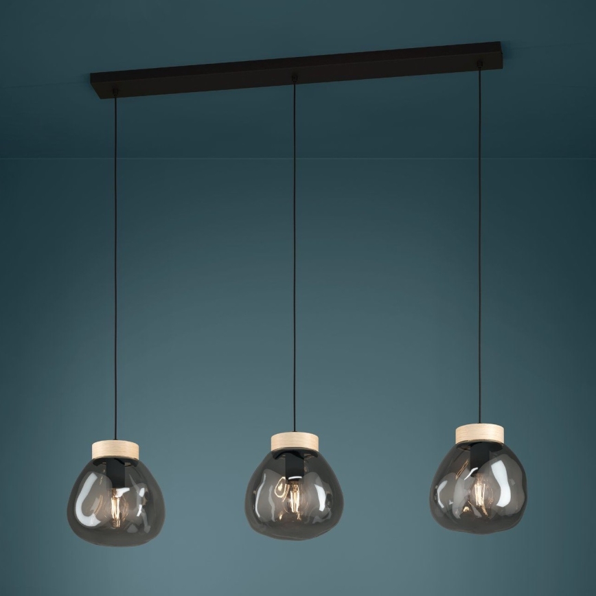 Eglo - Luster na lanku 3xE27/40W/230V dymová