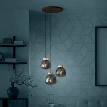 Eglo - Luster na lanku 3xE27/40W/230V dymová