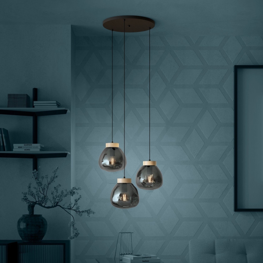 Eglo - Luster na lanku 3xE27/40W/230V dymová