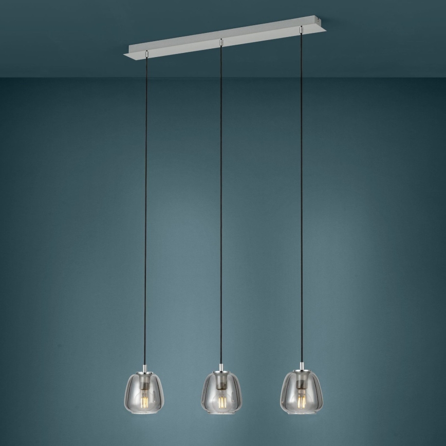 Eglo - Luster na lanku 3xE27/40W/230V dymová