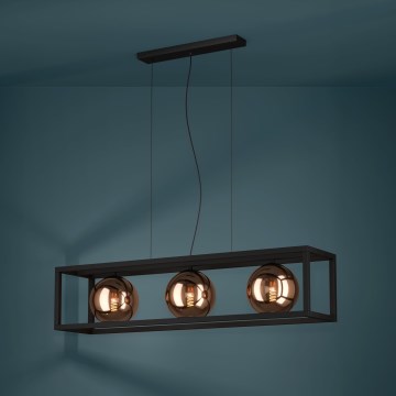 Eglo - Luster na lanku 3xE27/40W/230V medená/čierna