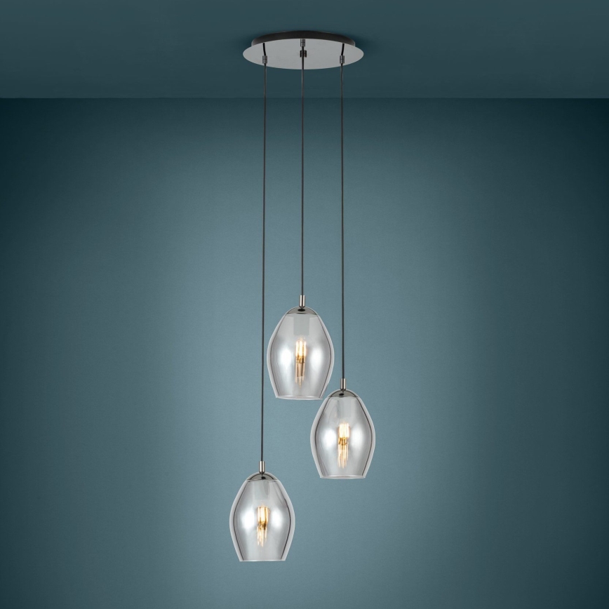 Eglo - Luster na lanku 3xE27/60W/230V dymová
