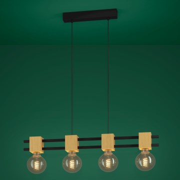 Eglo - Luster na lanku 4xE27/40W/230V čierna/hnedá