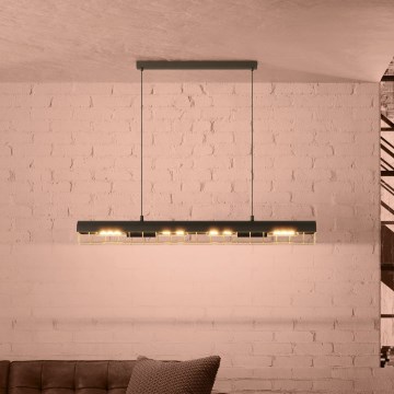 Eglo - Luster na lanku 4xE27/40W/230V čierna/zlatá