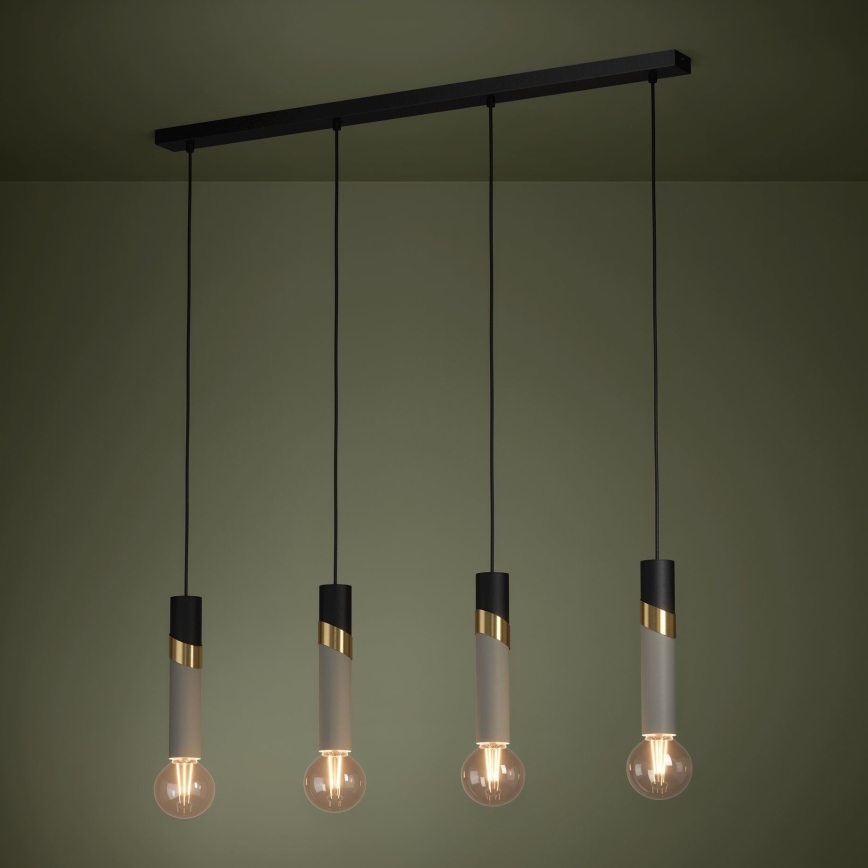 Eglo - Luster na lanku 4xE27/40W/230V čierna/zlatá