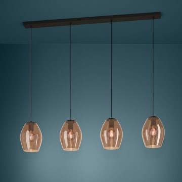 Eglo - Luster na lanku 4xE27/40W/230V hnedá