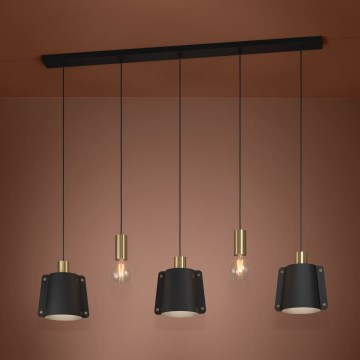 Eglo - Luster na lanku 5xE27/40W/230V čierna/zlatá