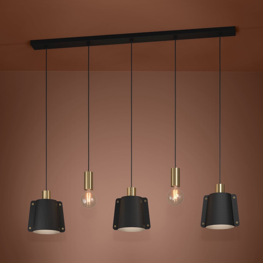 Eglo - Luster na lanku 5xE27/40W/230V čierna/zlatá