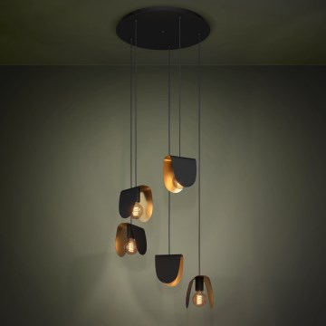 Eglo - Luster na lanku 5xE27/40W/230V čierna/zlatá
