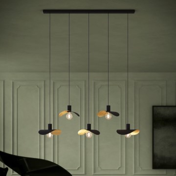 Eglo - Luster na lanku 5xE27/40W/230V čierna/zlatá