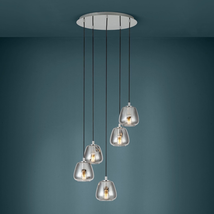 Eglo - Luster na lanku 5xE27/40W/230V dymová