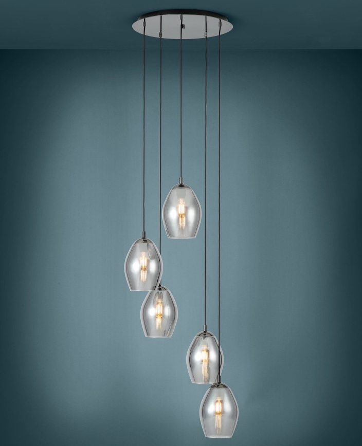 Eglo - Luster na lanku 5xE27/60W/230V dymová