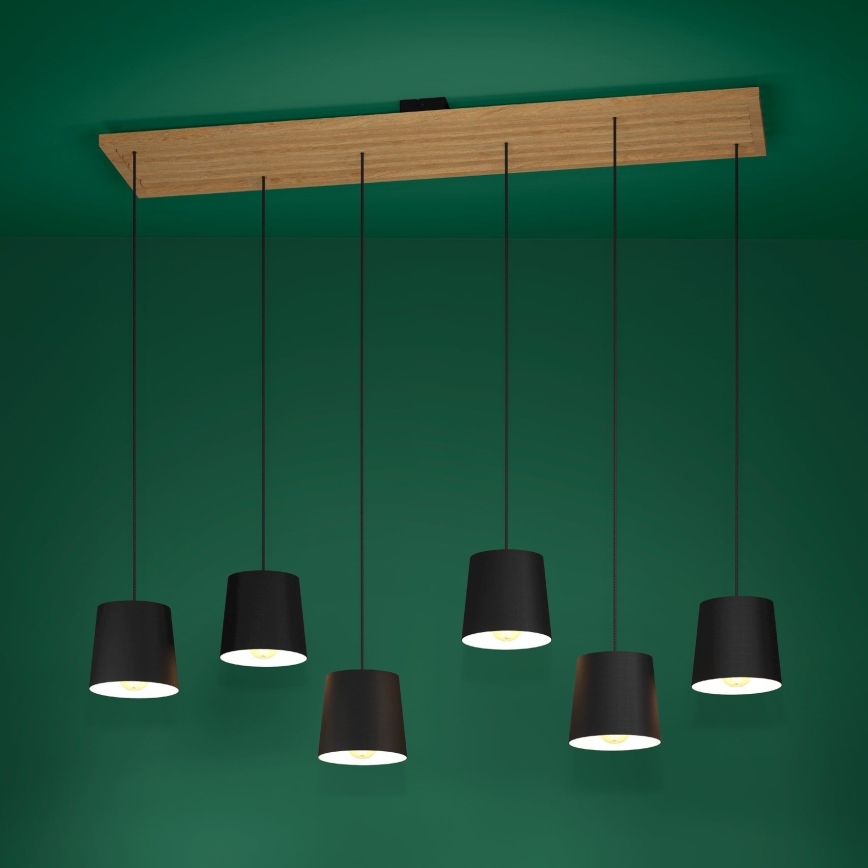 Eglo - Luster na lanku 6xE27/40W/230V čierna/hnedá