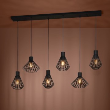 Eglo - Luster na lanku 6xE27/40W/230V čierna