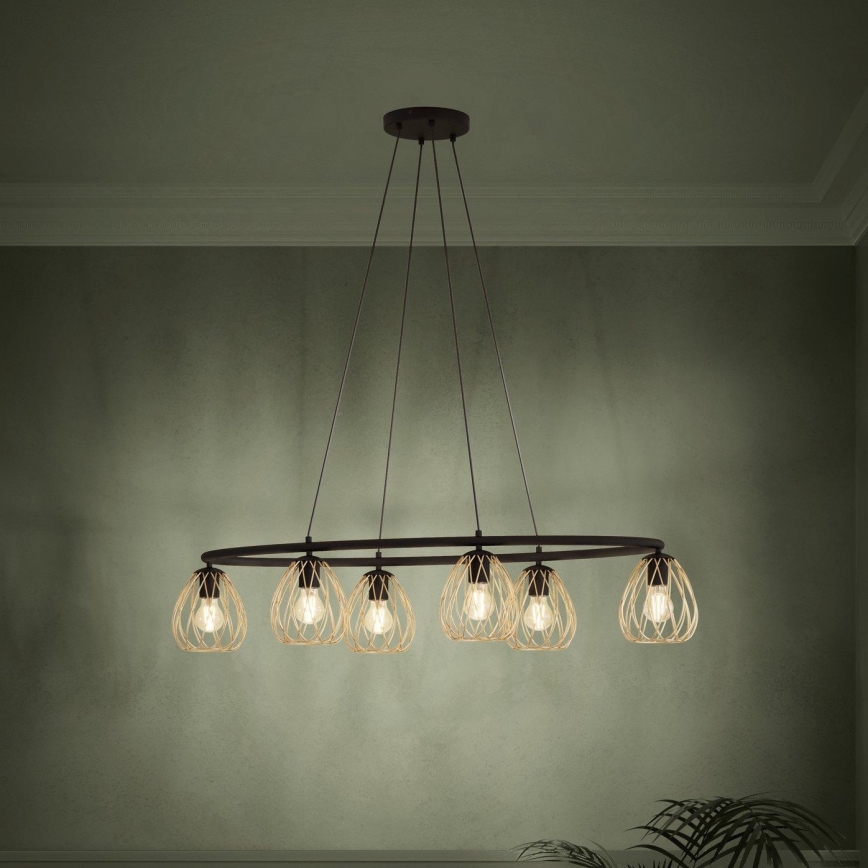 Eglo - Luster na lanku 6xE27/40W/230V čierna/zlatá