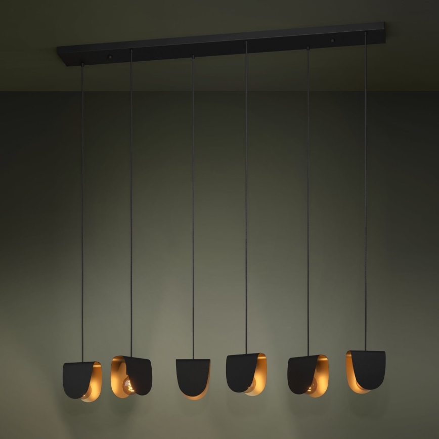 Eglo - Luster na lanku 6xE27/40W/230V čierna/zlatá