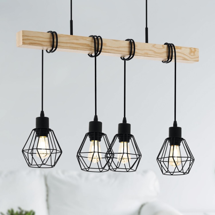 Eglo - Luster na lanku TOWNSHEND 4xE27/60W/230V basket