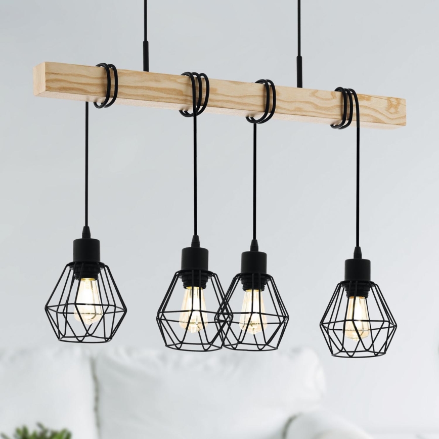 Eglo - Luster na lanku TOWNSHEND 4xE27/60W/230V - FSC certifikované