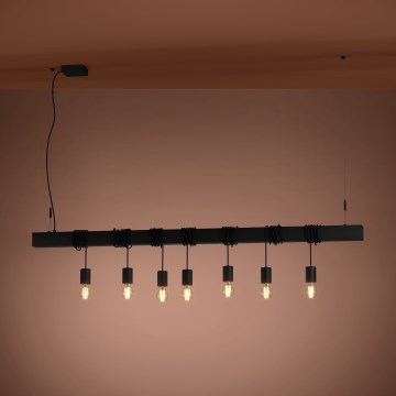 Eglo - Luster na lanku TOWNSHEND 7xE27/40W/230V čierna