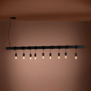 Eglo - Luster na lanku TOWNSHEND 9xE27/40W/230V čierna