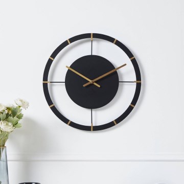Eglo - Nástenné hodiny 1xAA pr. 40 cm čierna/zlatá