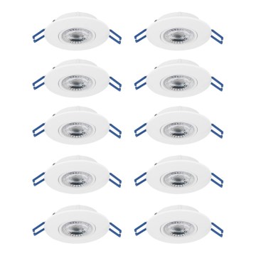 Eglo - SADA 10 ks LED podhľadových svietidiel LED/4,9W/230V 2700/4000/6500K pr. 9 cm biela