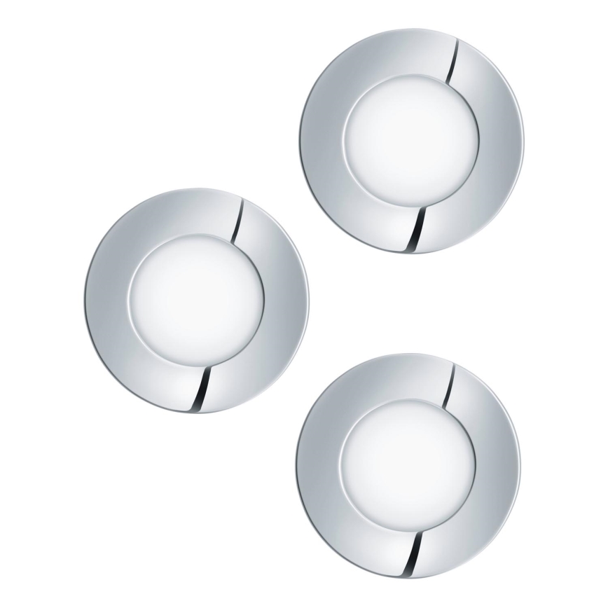 Eglo - SADA 3x LED Kúpeľňové podhľadové svietidlo FUEVA 1xLED/2,8W/230V IP44 lesklý chróm