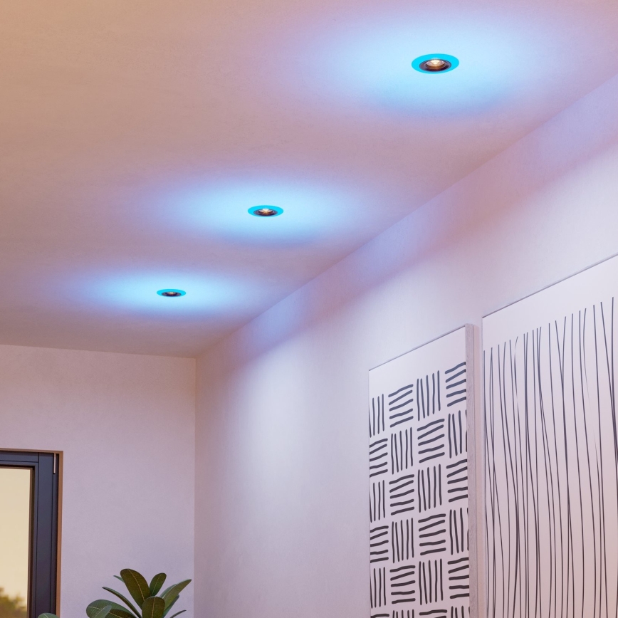Eglo - SADA 3x LED RGBW Stmievateľné kúpeľňové podhľadové svietidlo 3xLED/3,8W/230V 2700-6500K IP44 + diaľkové ovládanie