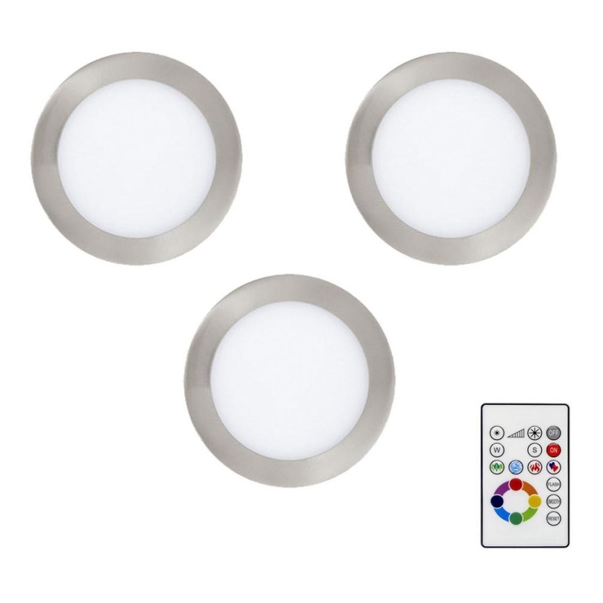 Eglo - SADA 3x LED RGBW Stmievateľné podhľadové svietidlo TINUS 4,8W/230V + diaľkové ovládanie