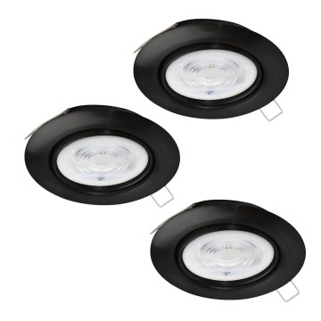 Eglo - SADA 3xLED Kúpeľňové podhľadové svietidlo 1xGU10/4W/230V IP44 čierna