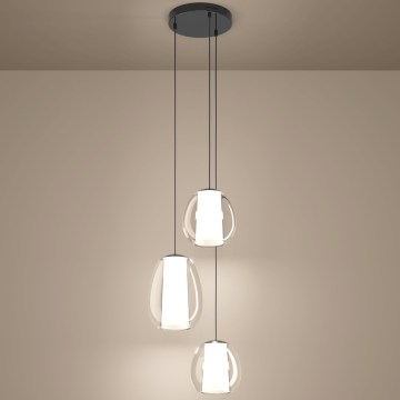 Eglo - Stmievateľný LED luster na lanku LED/7W/230V + 2xLED/5,5W + 3xLED/1,6W čierny chróm