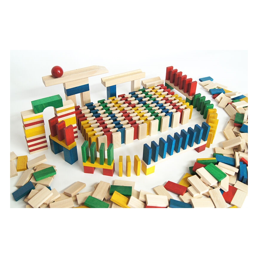 EkoToys - Drevené domino farebné 430 ks